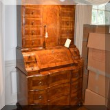 F18. Reproduction Baroque secretary. Pine with Chestnut veneer, maple & cherry inlay. 82”h x 40”w x 19”d 